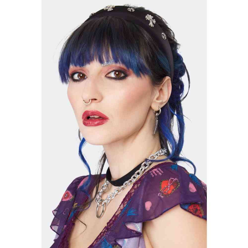 Jawbreaker - Horn Hoop Silver Earrings - Silver coloured